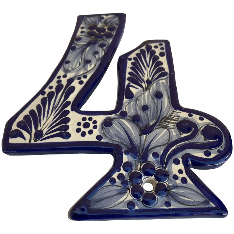 Mexican Majolica Rancho Tile Address House Number Four