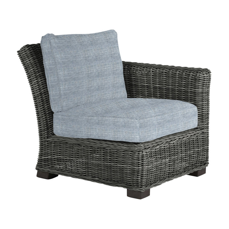 Rustic Patio Lounge Chair with Cushions, Welt, Rollo Chambray InsideOut® Linen, Slate Gray