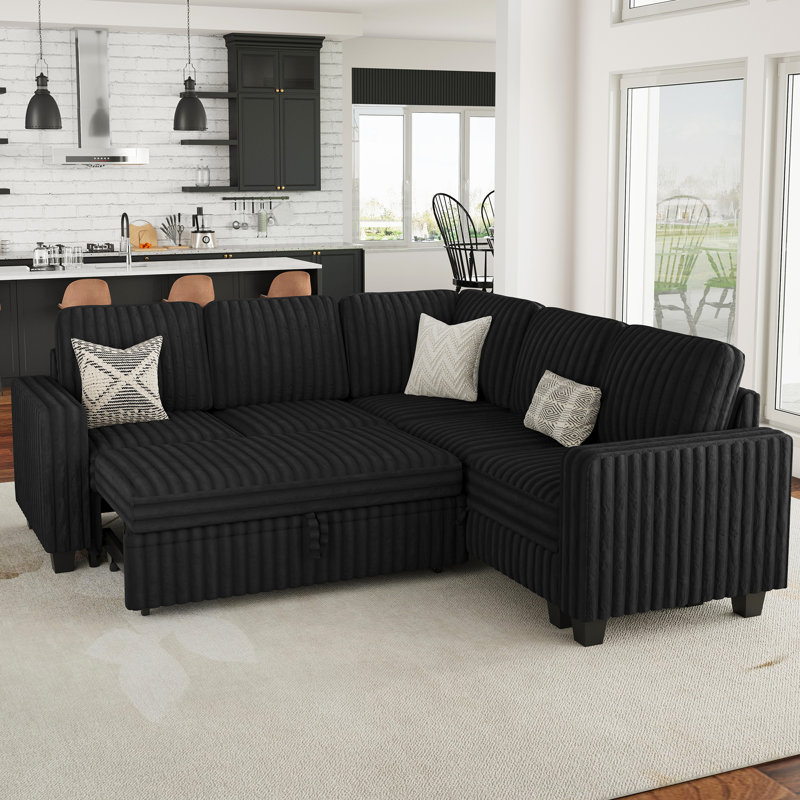 Canapé modulaire en L Isolde, Noir