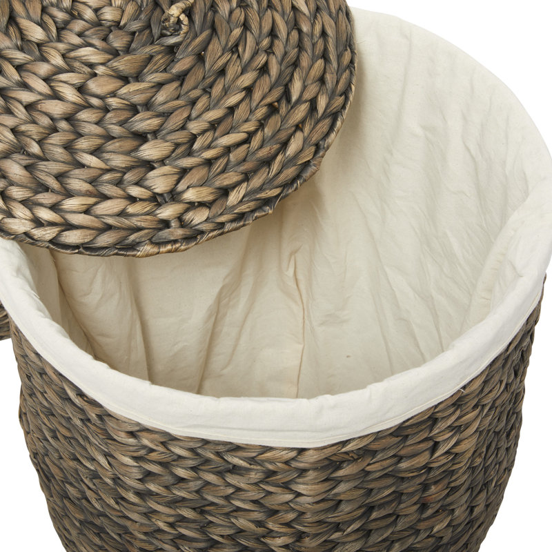 Dark Brown Round Seagrass Storage Baskets with Lids