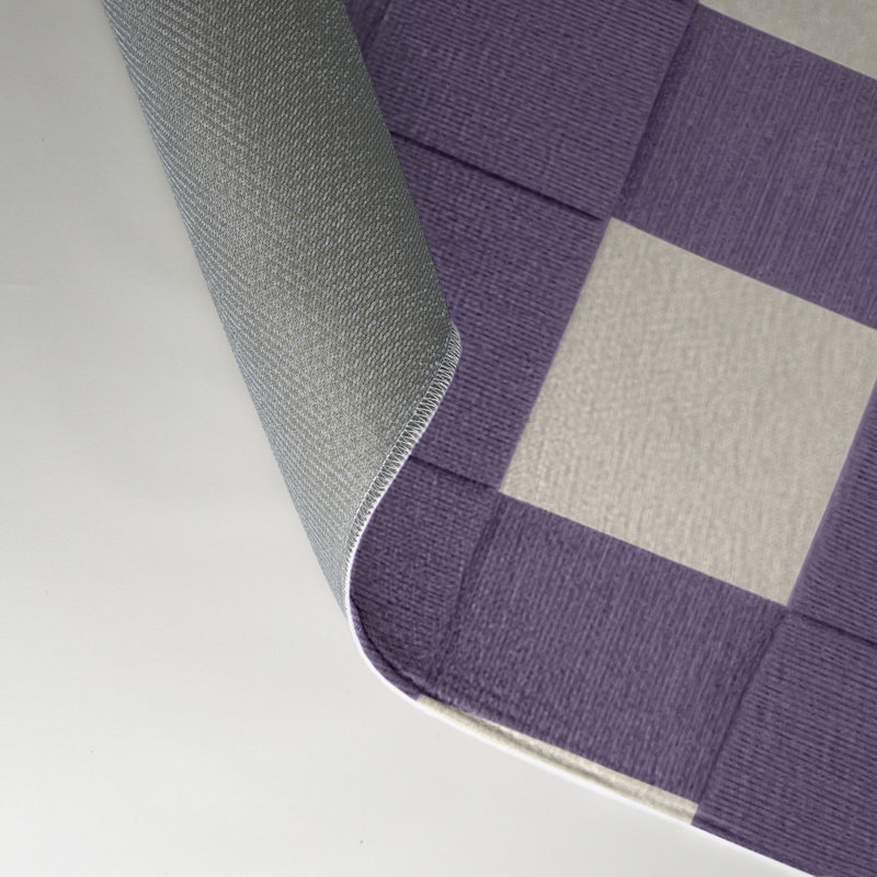 Checkered Purple Indoor and Outdoor Area Rug, Rectangle 3' x 5'