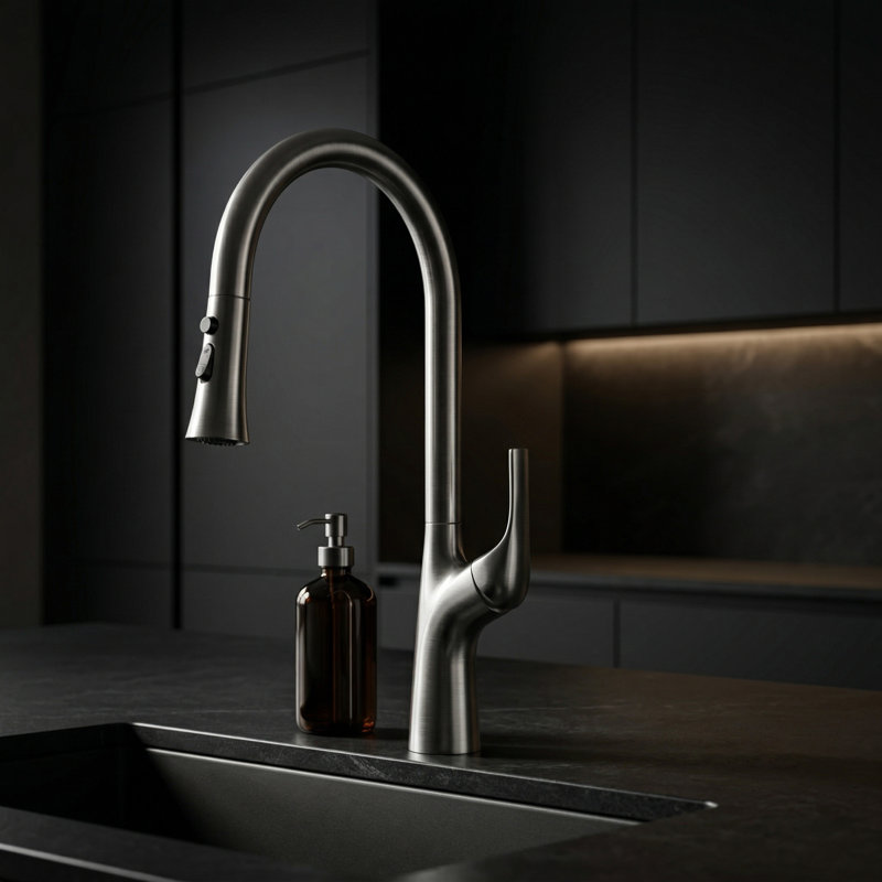 Single Handle Kitchen Faucet with Pull-Down Sprayer