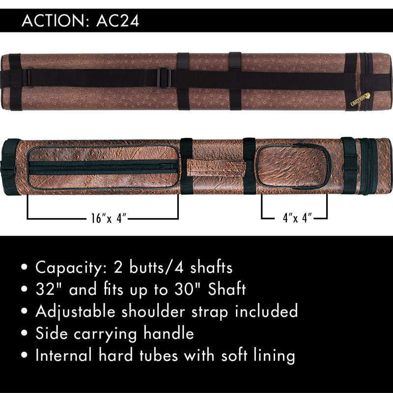 2x4 Oval Hard Pool Cue Case, Brown