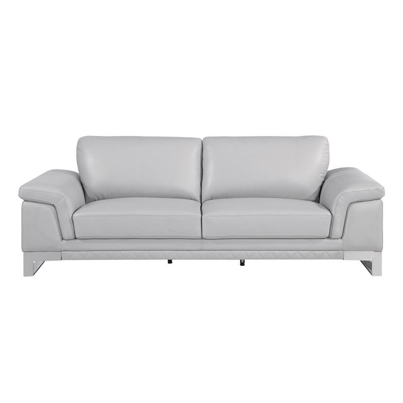 Canapé en cuir véritable gris clair moderne, Cuir gris clair assorti