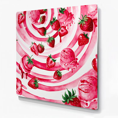 Desserts, crème glacée à la fraise, art mural en métal beige
