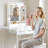 Small Makeup Vanity Set with LED Mirror & Stool-393462894