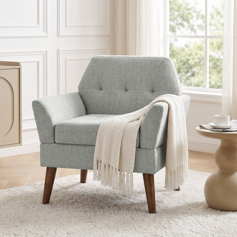 Fauteuil rembourré avec dossier touffeté de 31 po de largeur Newtin, gris, Gris