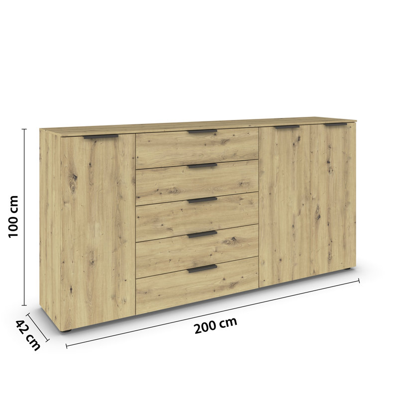 5 - Drawer Chest of Drawers, Artisan Oak/Graphite
