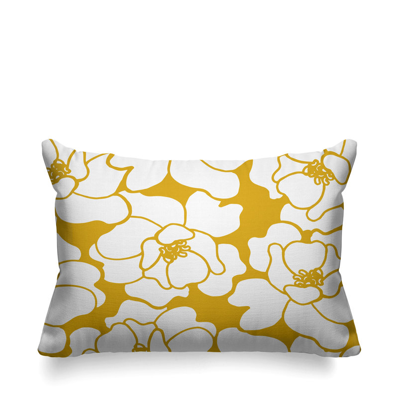 Housse de coussin d'extérieur et insert, Jaune, 14 po x 20 po, Rectangle