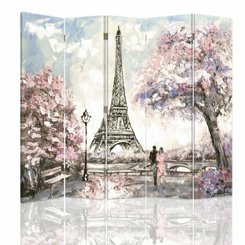 Paravent Spring in Paris Canvas mit 5 Paneelen