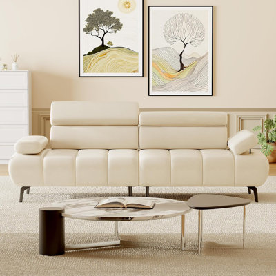 3-Seater Sofa Bed, Faux Leather Futon Sleeper Couches, Adjustable Backrests and Armrest Headrests with Split Two Separate Sectional Sofas, Living Room, Bedroom Convertible Recliner Sofa Bed