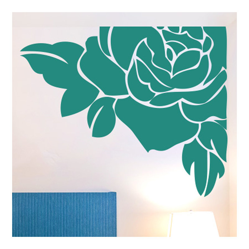 Plants & Flowers Non-Wall Damaging Wall Decal, Aqua Green, Large