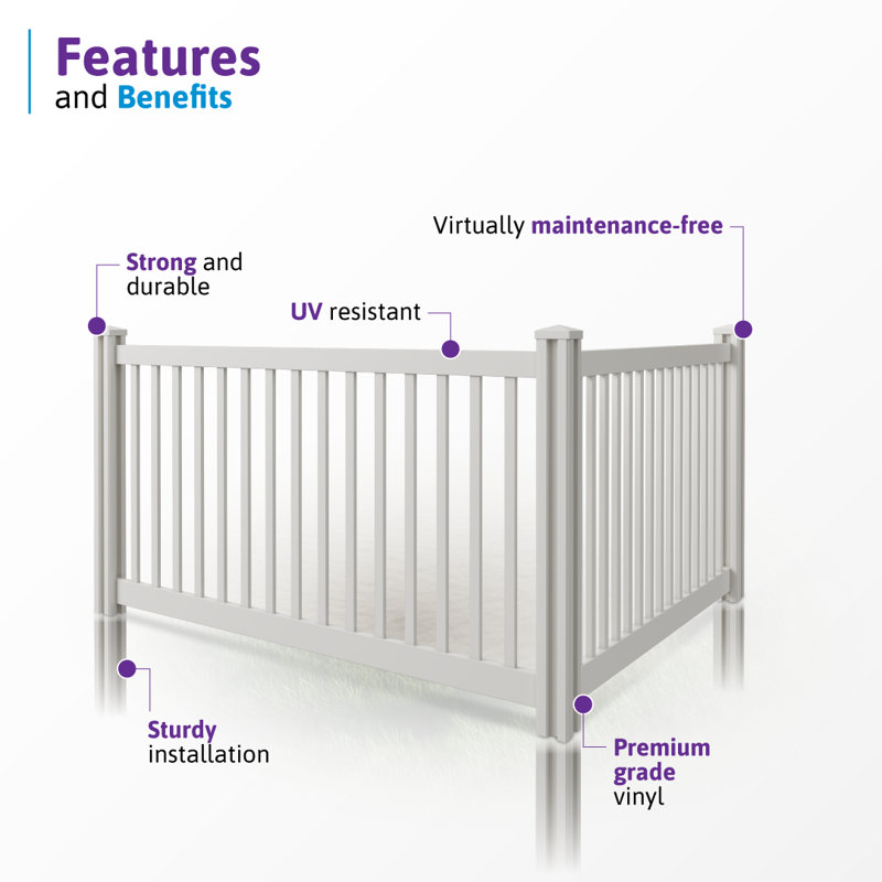 4 ft. White Vinyl Flat-Top Pool and Yard Fence Panel