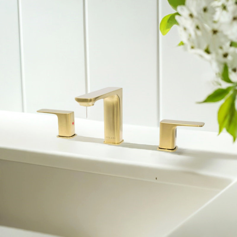 Lulani Widespread Bathroom Faucet with Drain Assembly, Champagne Gold