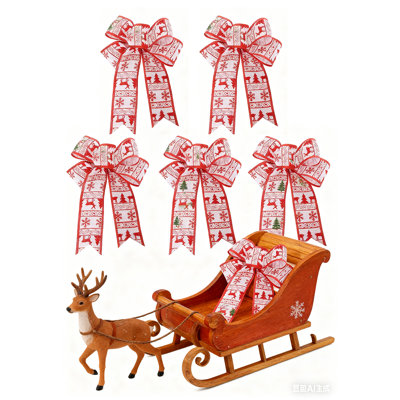 6 arcs de Noël pour couronne, arc de Noël scintillant rouge blanc flocons de neige hiver arbre de Noël arcs décoratifs pour la porte d'entrée nouvel an fournitures de décoration de fête