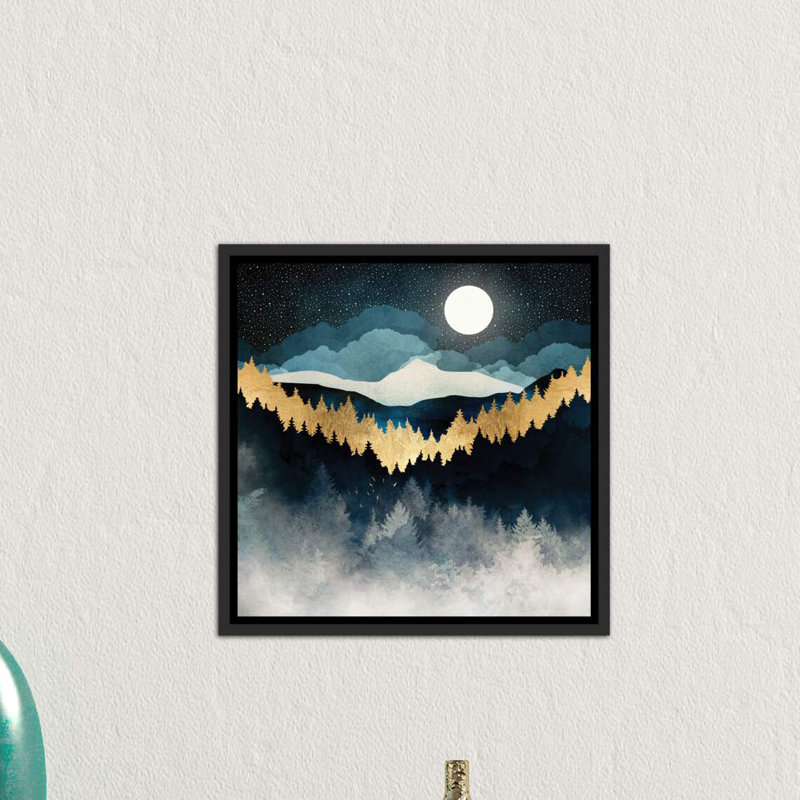 « indigo night » par spacefrog designs-print, Toile avec cadre noir patiné, H 37 po x l 37 po x P 1,5 po