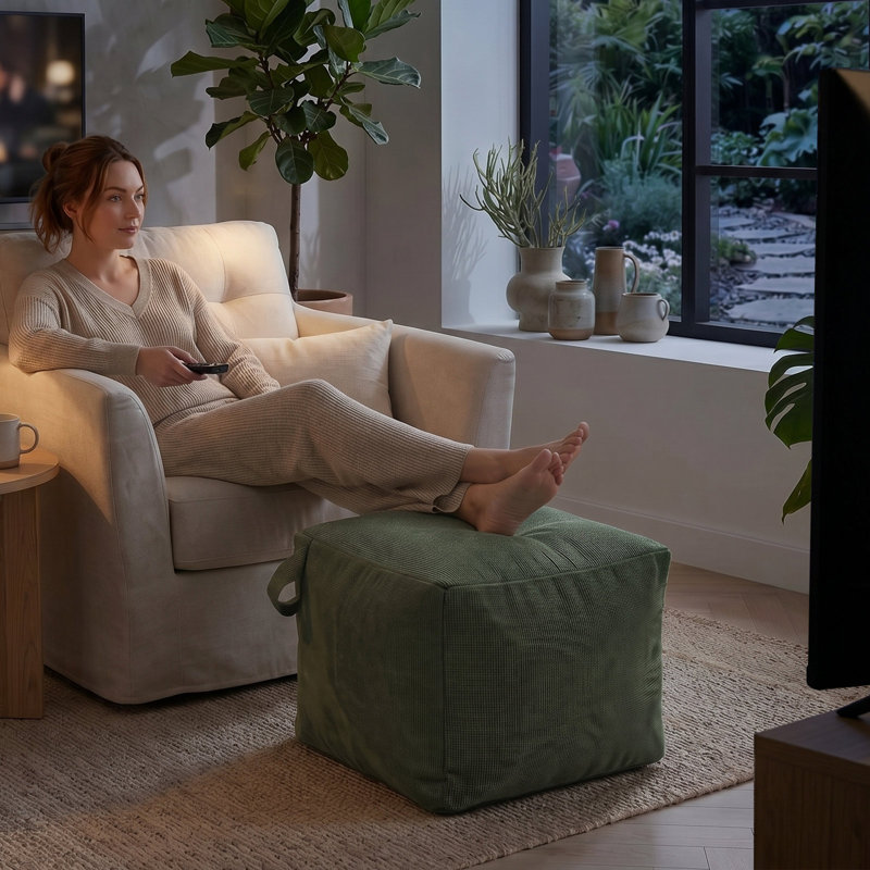 Repose-pieds polyvalent avec housse lavable et base antidérapante, repose-pieds modulaire, Vert, Square