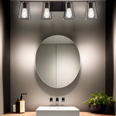 Applique murale de salle de bain en bronze huilé à 4 lumières
