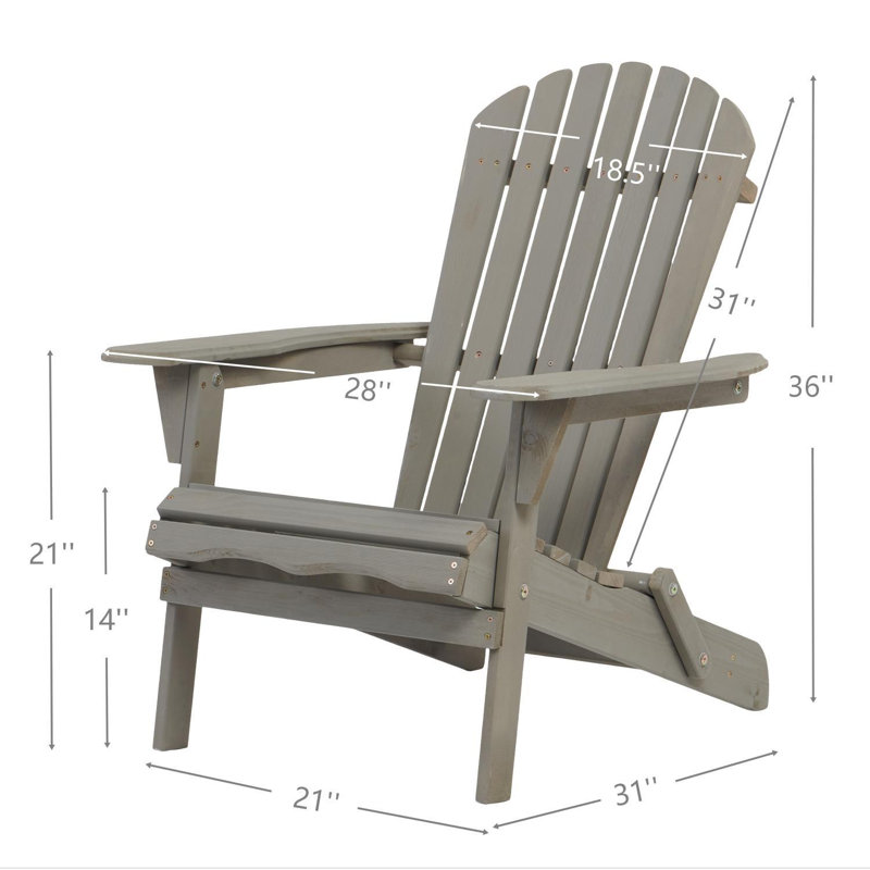 Ensemble de chaises d'extérieur pliantes en bois Adirondack avec dossier pré-assemblé pour patio, jardin, terrasse et foyer