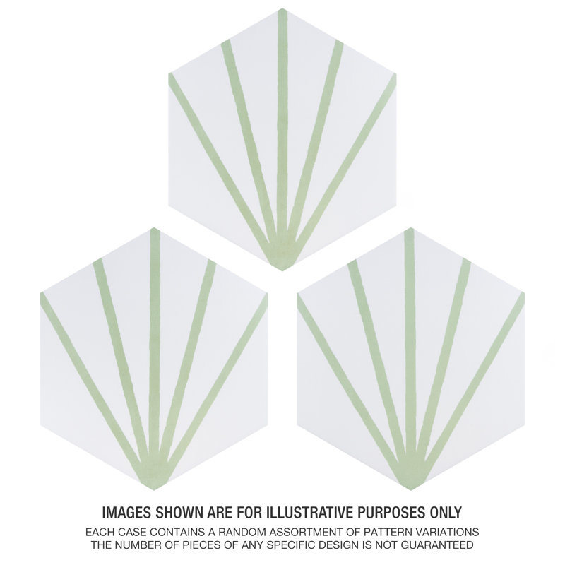 Horizon 7-3/4" x 9" Porcelain Wall & Floor Tile, White/Green