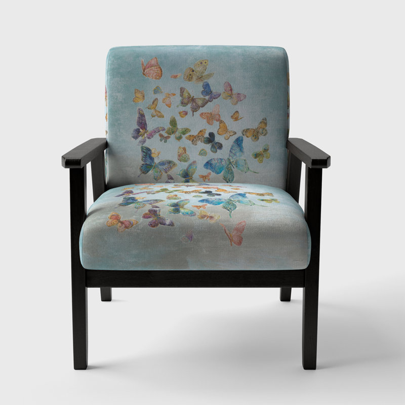 Lynleigh - Butterflies Dancing I - Upholstered Wildlife Accent Arm Chair