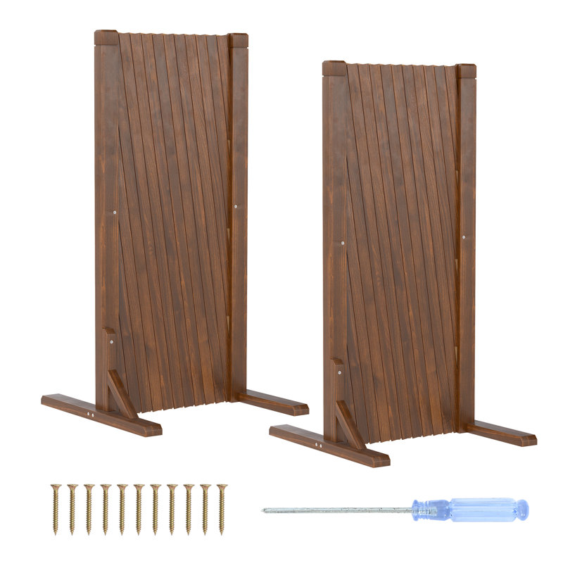 Clôture en bois naturel extensible, Brun