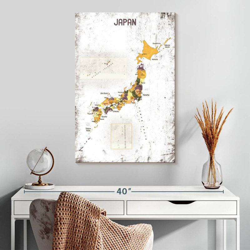 Aliaz Political Map Of Japan, 30" H x 20" W
