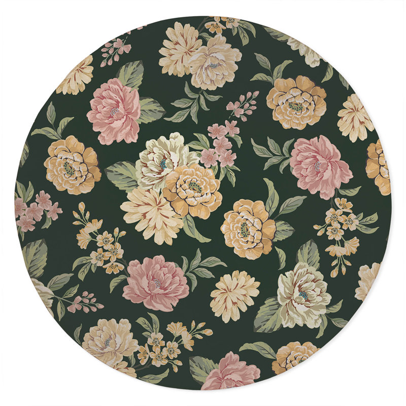 Catherine Soft Step Outdoor Area Rug, Round 5', Deep Green