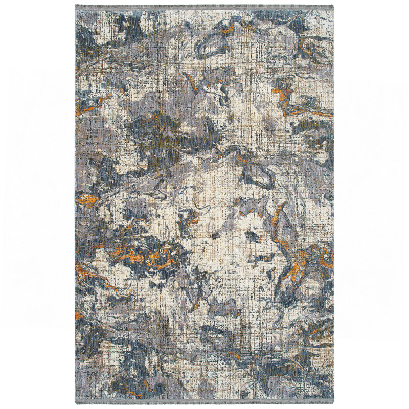 Tapis moderne à motif abstrait à poils coupés, Rectangle 5 pi 3 po x 7 pi 3 po