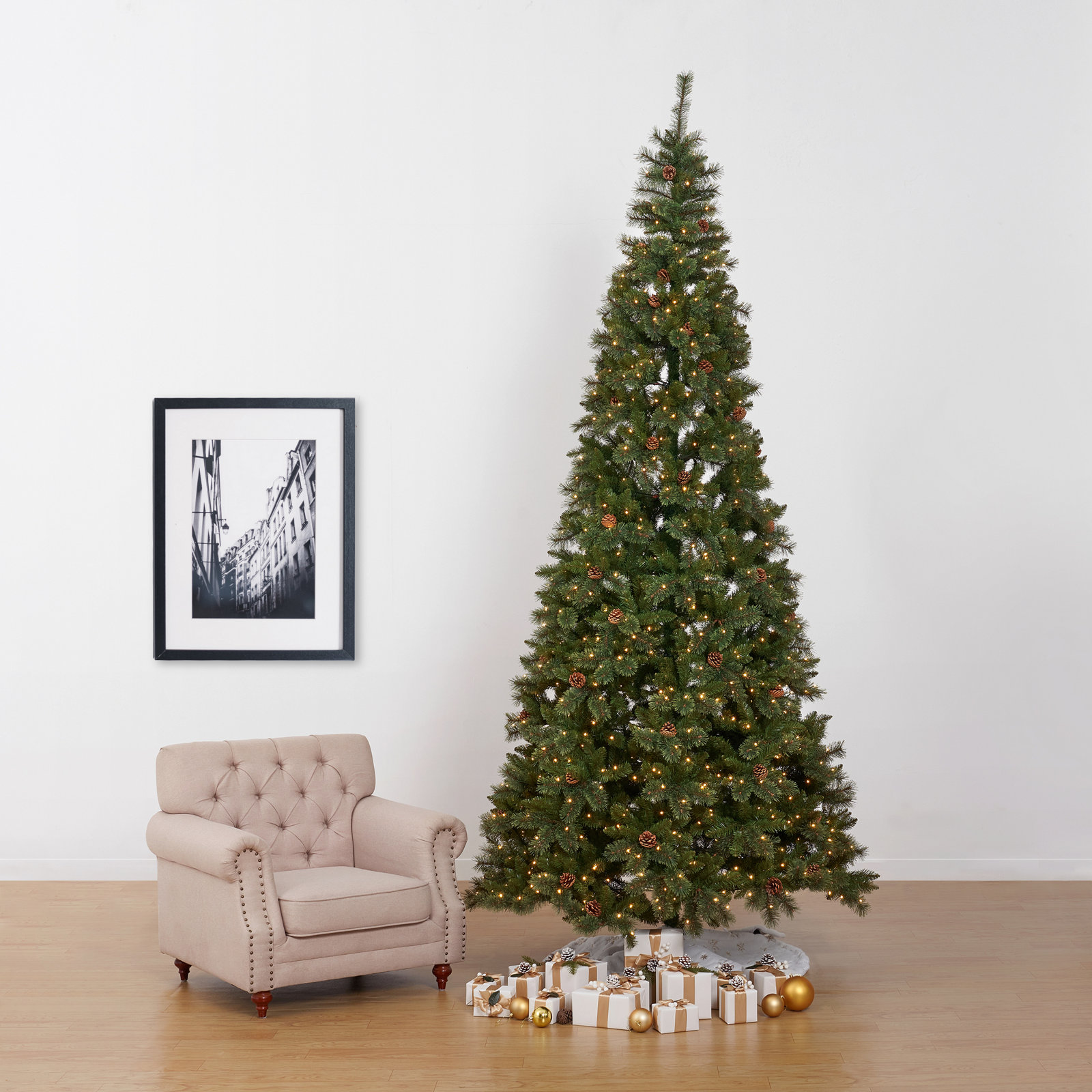 Lighted Artificial Pine Christmas Tree