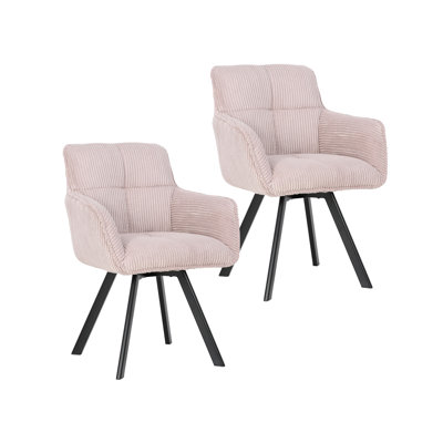 Hawkin Swivel Fabric Dining Chairs with Powder Coated Steel Legs