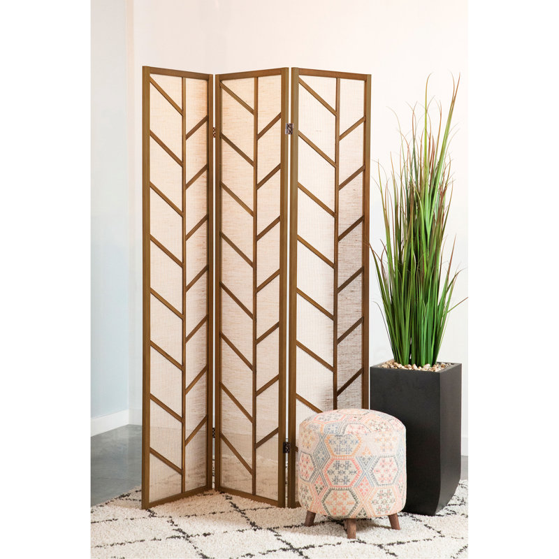 3-Panel Room Divider Folding Shoji Screen, Walnut