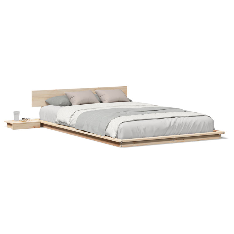 Solid Wood Bed, Brown, Double (4'6)