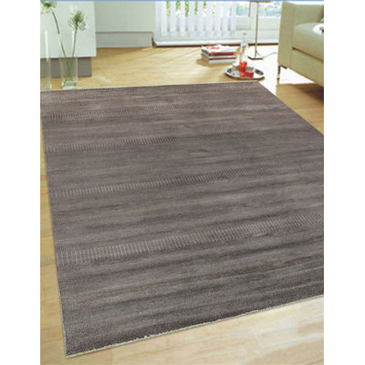 Tapis de soie de bambou noué à la main en laine et rayonne