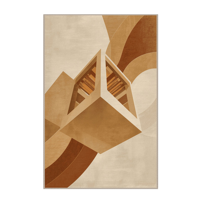 Tapis moderne et contemporain lavable à la machine avec imprimante 3D Parlin beige, 8 x 10