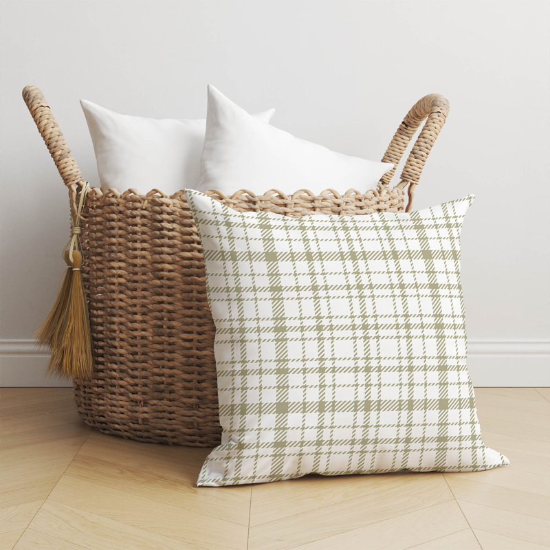 Coussin décoratif à carreaux Liz, H 20 po x l 20 po, Taupe