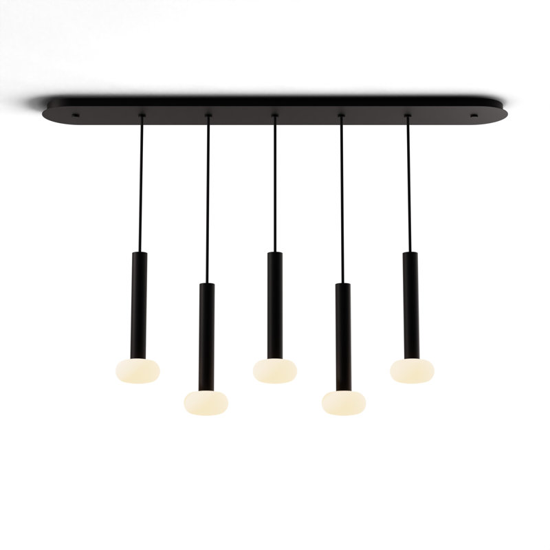 Combi Pendant 6" Linear Combo with Canopy, Glass Ball, Matte Black, 5