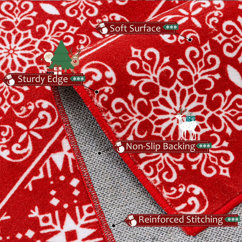 Kikumi Christmas Decorative Washable Area Rug With Non-Slip Backing, Runner 2' x 6'