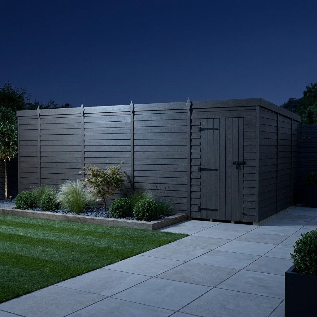 Total Sheds 18ft x 10ft Composite Pent Garden Shed - Single Door - No Windows - EPDM Rubber Roof - UK Manufactured