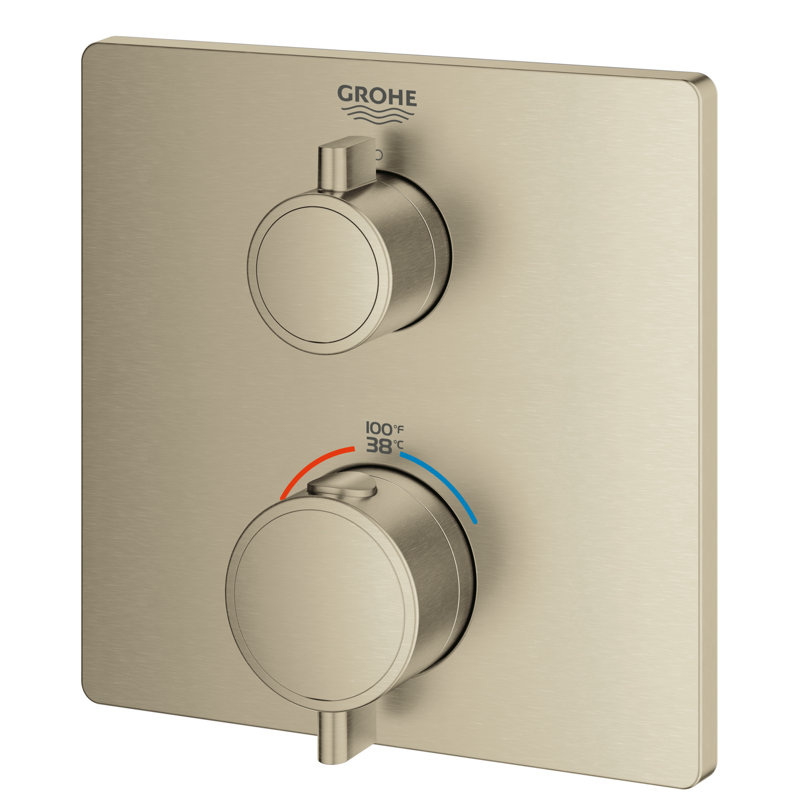 Garniture thermostatique à 2 poignées à fonction unique Grohtherm®, Nickel brossé