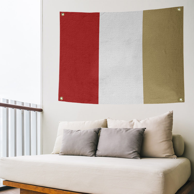 Tapisserie de polyester san francisco, H 59 po x l 80 po, Rouge / blanc / or