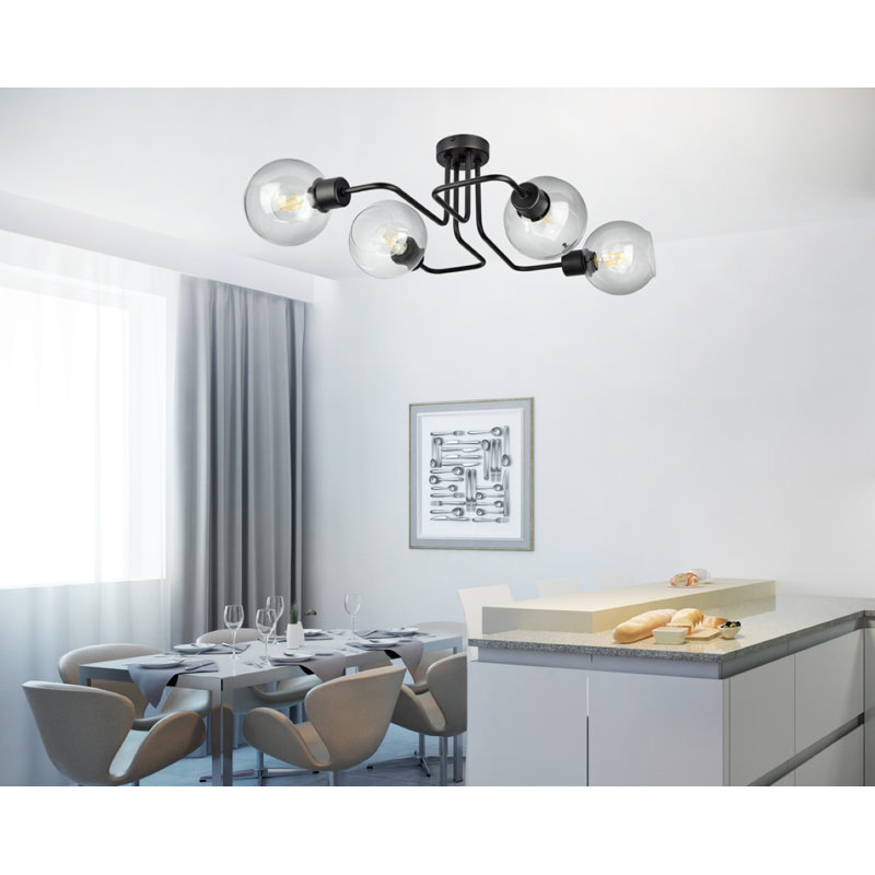 Sargat Glass Semi Flush Mount, Transparent
