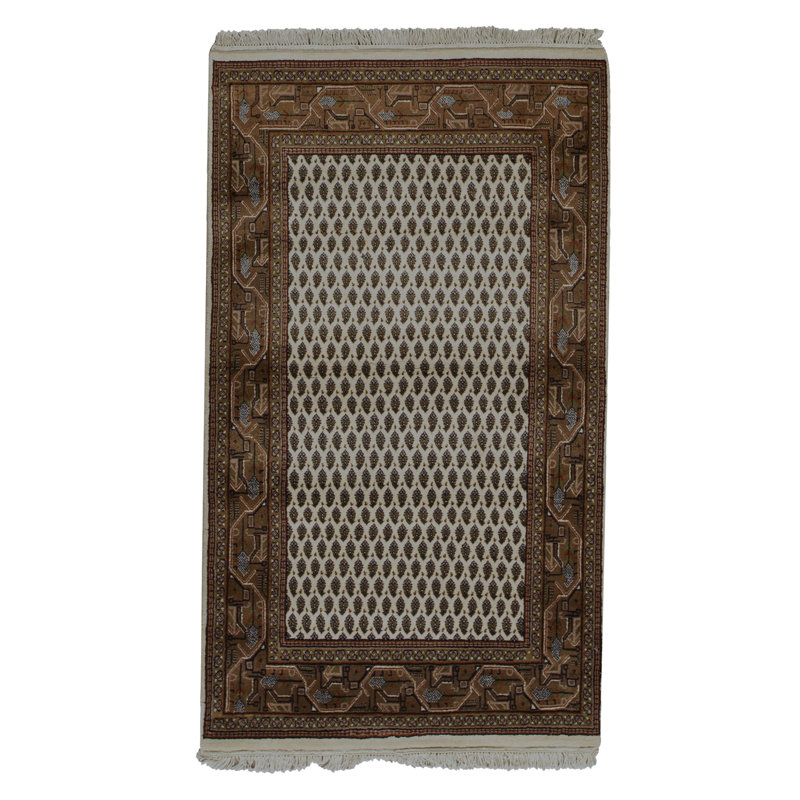 Tapis beige noué à la main de haute qualité