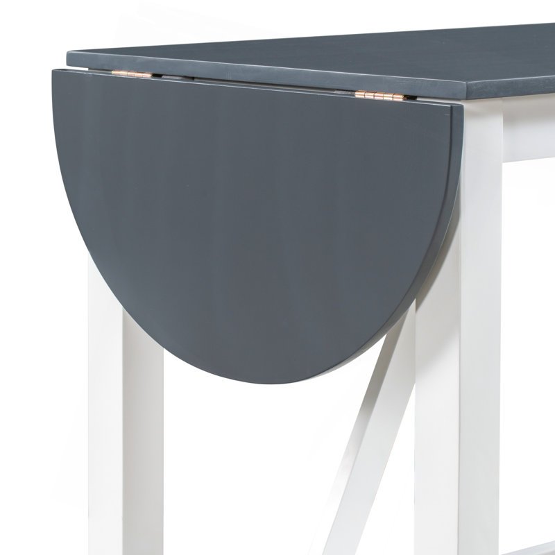 Ensemble de table de salle à manger à hauteur de comptoir en bois 3 pièces avec 2 chaises rembourrées pour petite place, blanc