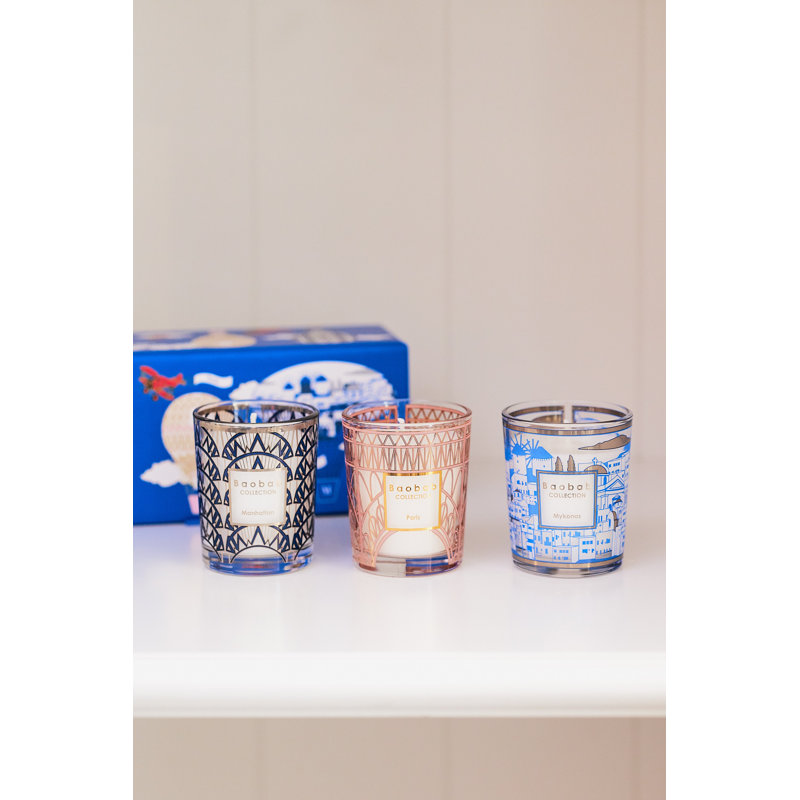 Trio Travel Candles Manhattan Paris Mykonos