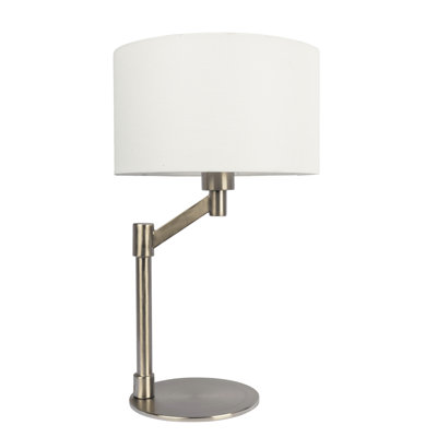 Horizon Brushed Nickel Table Lamp with On/Off Switch Curved Metal Base Linen Shade