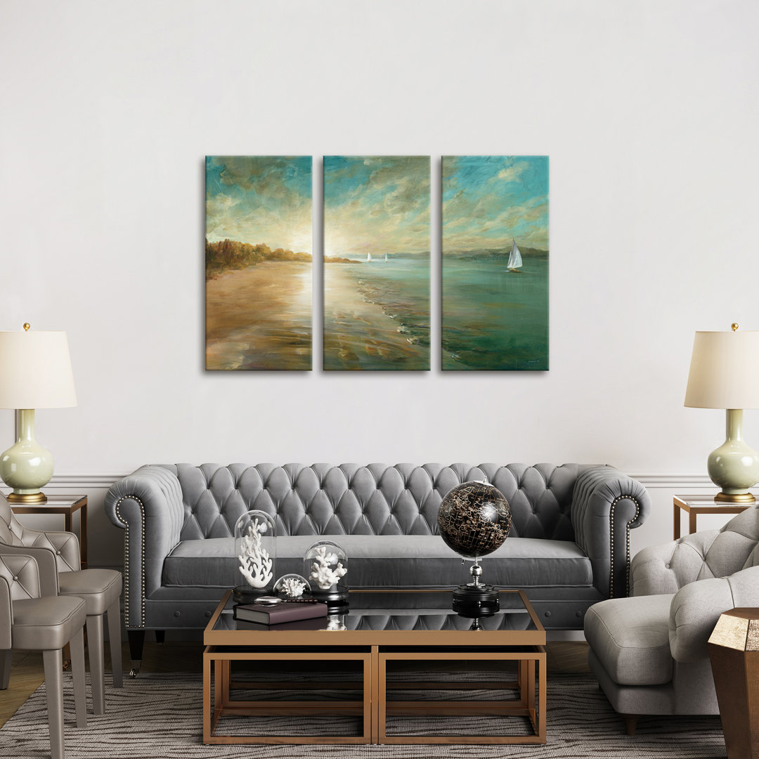 'Coastal Glow' Painting Multi-Piece Image on Wapped Canvas