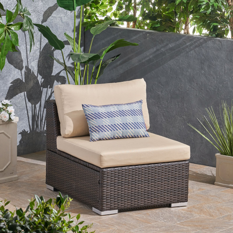 Chaise de patio avec coussins, Beige, Brun