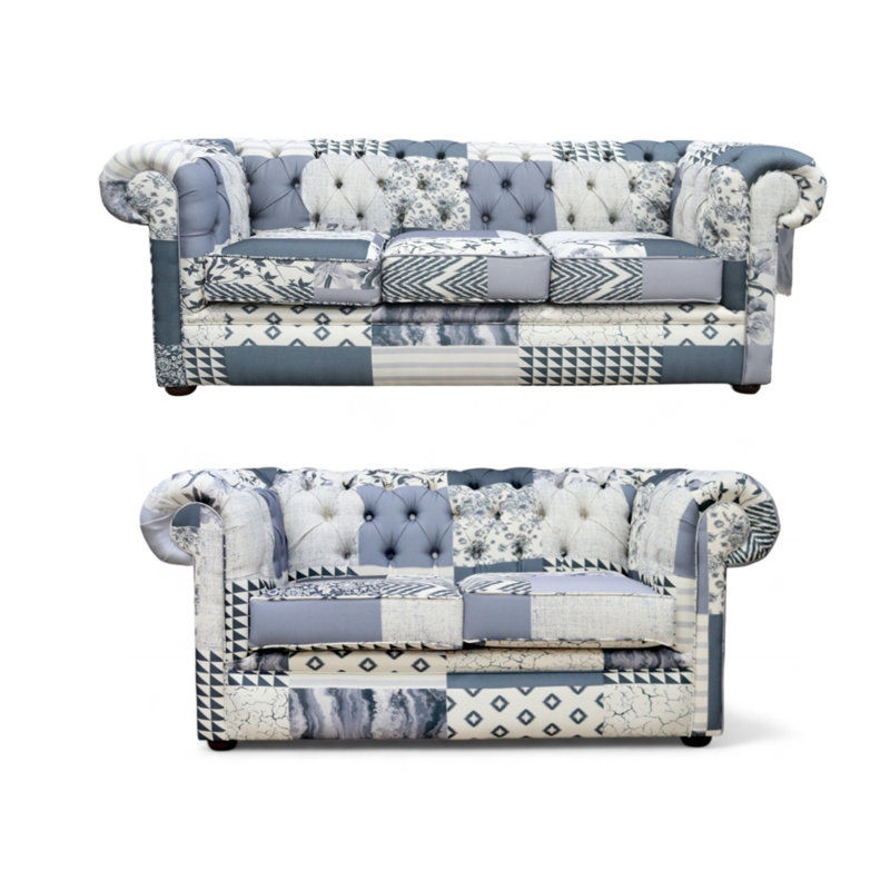 Chesterfield Thomas 3+2 Charles Patchwork Beige Living Room Sets Suite Offer