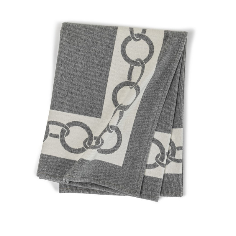 Chains Hand Woven Throw Blanket, Gray/Milk